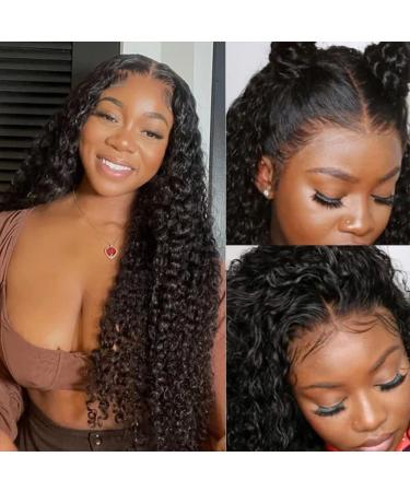 ARIETIS 24 Inch Deep Wave HD Lace Front Wigs Human Hair Wigs for Black Women Glueless Brazilian Deep Curly 13X4 Lace Frontal Wigs Human Hair Pre Plucked Bleached Knots with Baby Hair 180% Density 24 Inch (Pack of 1) Natura…