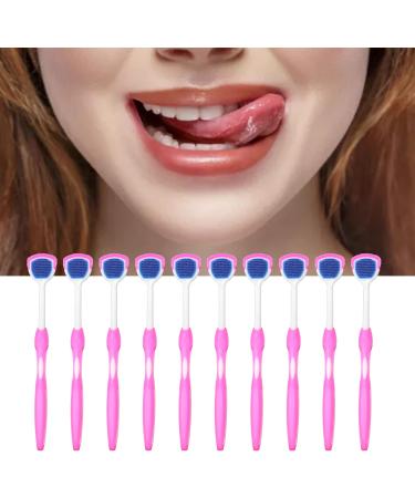 10-Pack Ergonomic Silicone Tongue Cleaners - Long Handle Oral Hygiene Brush (Blue & Pink) - Buy Online on GoSupps.com