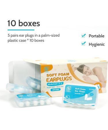 LYSIAN Ultra Soft Foam Ear Plugs for Sleeping - 10 Box Value Pack, Noise Cancelling Earplugs for Men and Women - Ideal for Snoring, Shooting, Work, Travel - Sky White Blue - Buy Online on GoSupps.com