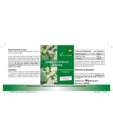 Indol-3-Carbinol 500mg - 90 Capsules - With Broccoli Powder Supplementary - Vegan | Vitamintrend  - Buy Online on GoSupps.com