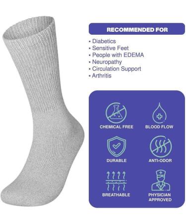 6 Pairs Diabetic Crew Socks Unisex Black/Grey/White Size 10-13 - Physicians Approved - Buy Online on GoSupps.com