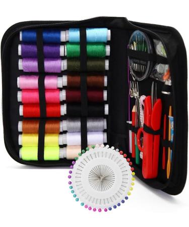 Sewing Kit XL - Portable Sewing Supplies for DIY Beginners & Adults - Includes Scissors, Thimble, Thread, Needles, Tape Measure, Case - Black - Buy Online on GoSupps.com