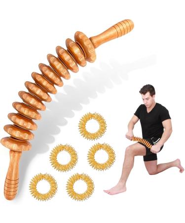 Fascia roller wood coffee massage roller wood premium mass roller wood gold-daums massage rings for muscle relaxation body contour GUA SHA massage suitable for giving away