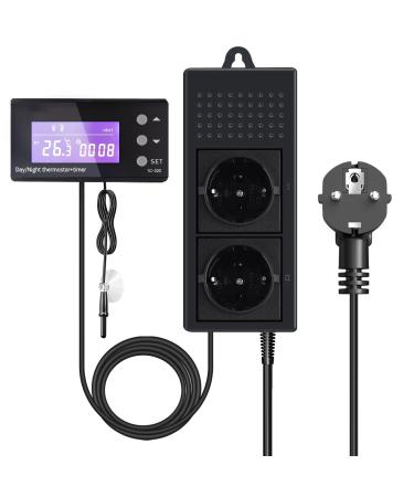 Luxvista 220V reptiles thermostat terrarium day night with heating or cooling digital timer temperature controller socket socket for greenhouse aquarium terrarium reptiles etc. - Buy Online on GoSupps.com