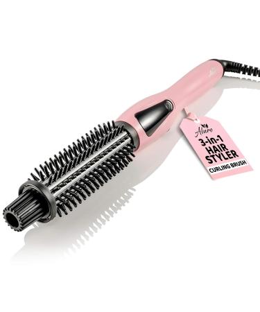 Alure Heated Styling Brush - 3-in-1 Ionic Hair Curler/Straightener with Anti-Scald Nylon Bristles Electric Curl Wand for All Hair Types Ideal as a Curling Iron Alternative for Short Hair and Styling