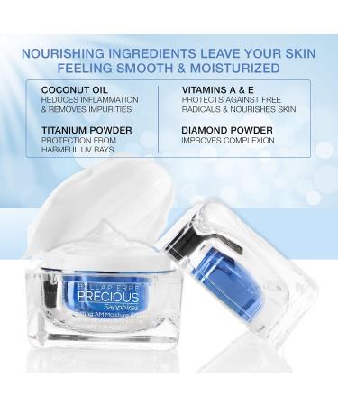 Bellapierre Precious Sapphires Hydrating AM Moisture Cream | Daily Facial Moisturizer with Coconut Oil & Vitamin E | Non-Greasy 1.76oz - Shop Internationally - Buy Online on GoSupps.com