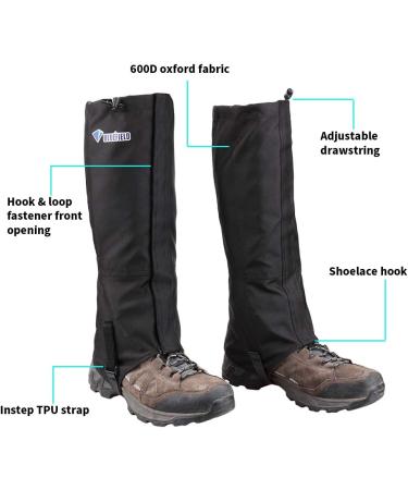 Magarrow Waterproof Gaiters for Hiking | Adult Snow & Leg Gaiters | XL Black Shoe Covers - Buy Online on GoSupps.com