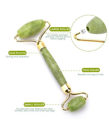 Retoo Jade Roller Massage - Natural Anti-Aging Face Roller for Eye Puffiness & Facial Massage | Tapered Green Face & Neck Roller - Buy Online on GoSupps.com