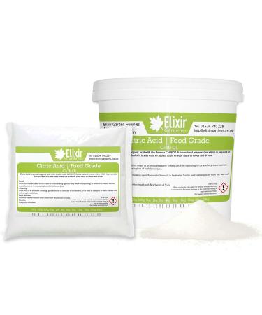 Elixir Gardens Citric Acid Fine Grade | 100% Anhydrous GMO Free | 250g - 25kg | Supplied in a Bag or Tub | 1kg Bag