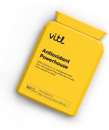 Vitl Antioxidant Powerhouse Supplement - 60 High Strength Easy Swallow Capsules - with Vitamins C E Manganese & Zinc - Supports Healthy Skin & Normal Functioning of The Immune System Antioxidant Powerhouse 60 count (Pack of 1) - Buy Online on GoSupps.com