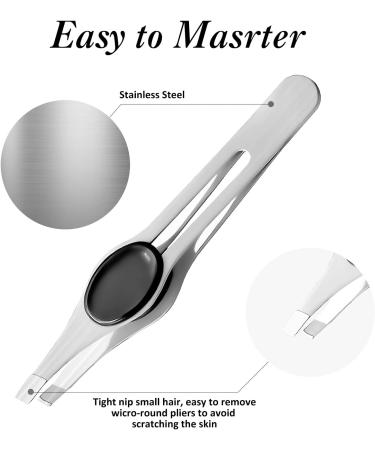 2Pcs Tweezers Eyebrow Stainless Steel Precision Eyebrow Tweezers Hair Tweezer Set for Women Men (Black&Red) - Buy Online on GoSupps.com