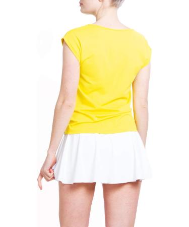 Sportkind Girls & Women Tennis & Padel T-Shirt - Loose Fit Breathable UV Protection UPF 50+ Short Sleeve Yellow - Buy Online on GoSupps.com