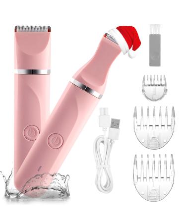 Bikini Trimmer Women Electric Lady Shaver for Women Lady Shaver for Women Bikini Trimmer for Bikini Arms Legs Underarms Replaceable Snap-in Ceramic Blades IPX7 Wet and Dry Use Pink
