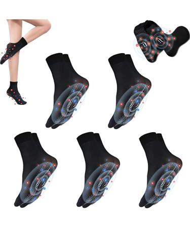Tourmaline Ionic Body Shaping Stretch Rapid Detox & Tourmaline Ionic Body Shaping Stretch Socks Tourmaline Acupressure Self-Heating Shaping Socks (5 Pairs Black)