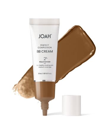 JOAH Beauty Perfect Complexion BB Cream with Hyaluronic Acid and Niaciminade Korean Makeup with Medium Buildable Coverage Evens Skin Tone Lightweight Semi Matte Finish Deep with Neutral Undertones