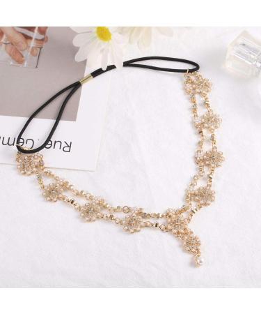 Rhinestone Head Chain Jewelry Gold Headpiece for Women - Perfect for Parties and Weddings - Buy Online on GoSupps.com