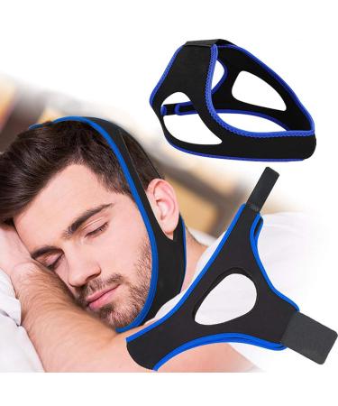 Anti Snoring Chin Strap Devices Solution Sleep Apnea Devices Stop Snoring Mouth Guard Keep Mouth Closed While SleepingFor Men Women Black/Blue