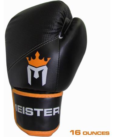 Meister Pro Boxing Gloves with Wrist Support - 16 oz (Pair) Black/Orange - Buy Online on GoSupps.com