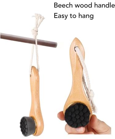 Manual Scrub Facial Brush Manual Face Cleansing Brush Blackhead Removal Wooden Long Handle Exfoliating Deep Cleansing for Travel - Buy Online on GoSupps.com