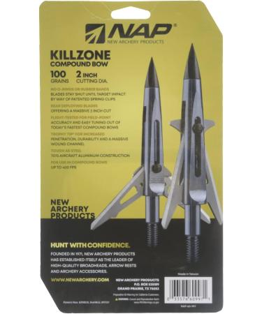New Archery Products Killzone 2 Blade Rear-Deploying Broadheads - 3 Pack 100 Grains - Buy Online on GoSupps.com