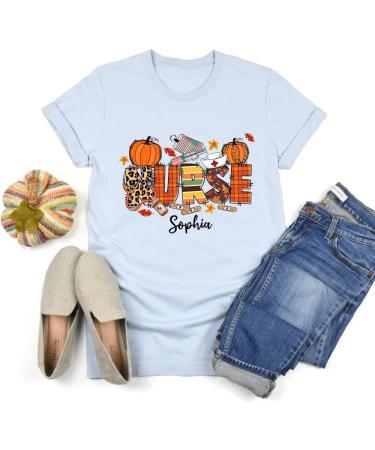 Personalized Nurse Mom Shirt | Funny Nurse Gifts | Custom Name Tee for Nurse's Day | Autumn Pumpkins & Tools Top - Buy Online on GoSupps.com