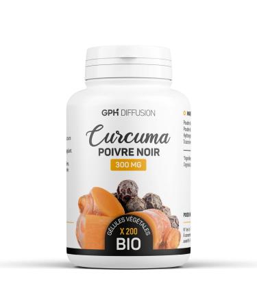 Organic Turmeric and Organic Black Pepper - 300 mg - 200 Vegetable Capsules