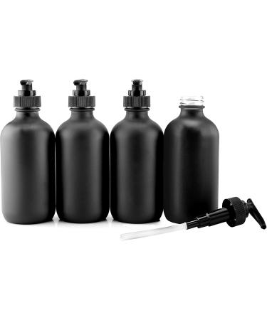 Black Coated 8-Ounce Glass Pump Bottles (4-Pack) for Lotions, Liquid Soap, Aromatherapy - Cornucopia Brands - Buy Online on GoSupps.com