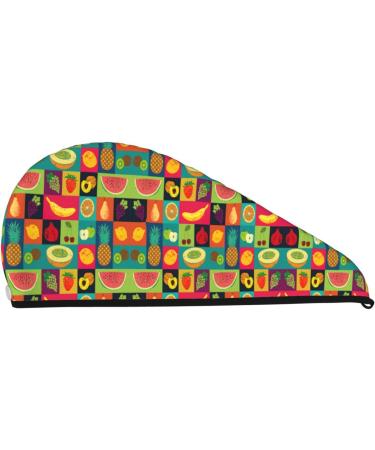 Art Style Fruit Coral Velvet Hair Cap | Quick-Dry Towel Wrap for Men & Women | Travel & Home Use - Buy Online on GoSupps.com