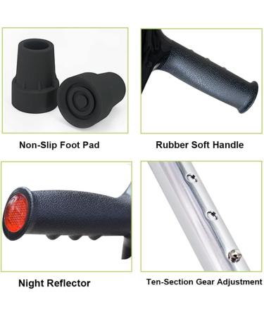 10 Levels of Height Adjustable Forearm Crutches Crutches for Walking with Arm Support Crutches for Adults with Rubber Handles Comfortable Grip and Wear-Resistant Medical Mobility Accessories (1 Pcs) - Buy Online on GoSupps.com