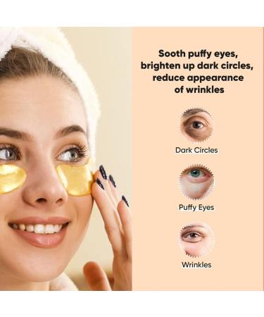 24K Golden Glow Under Eye Patches - Collagen Eye Masks for Dark Circles & Puffiness | 30 Pairs | Reduces Wrinkles & Refreshes Skin - Buy Online on GoSupps.com