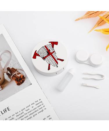 Firefighter Red Line American Flag1 Round Case For Contact Lens Kit Storage Box with Mirror Printed - Buy Online on GoSupps.com