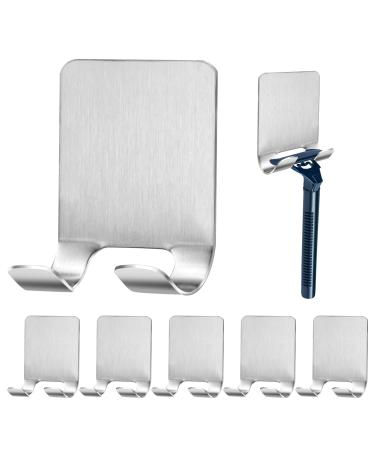 Auxsooul 6 piece of razor holder shower without drilling multi -purpose hook stainless steel self -adhesive shaver bracket shower wall hook shaver holder shower silver
