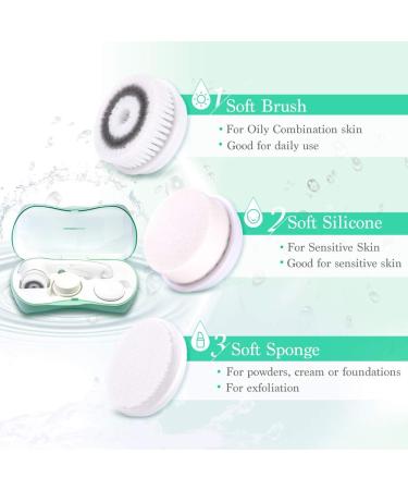 Touch Beauty Electric Facial Cleaning Brush Set - Waterproof with 3 Attachments | Gentle Exfoliation & Travel Case | 2 Speed Levels (Green) - Buy Online on GoSupps.com