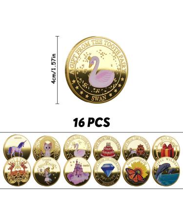 Palwin 12 Tooth Fairy Coins - Unique Patterns Goldtaler Souvenirs for Kids - Perfect Gift for Boys & Girls - Buy Online on GoSupps.com
