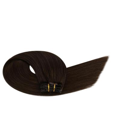 Ugeat Clip-In Brown Hair Extensions | 45cm Remy Real Hair 120g 7 Pieces - Thick & Luxurious #2 - Buy Online on GoSupps.com