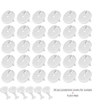 36-Piece Child Safety Socket Covers Set - White with Rotating Mechanism 30 Plug Covers & 6 Keys for Secure Home Protection - Buy Online on GoSupps.com