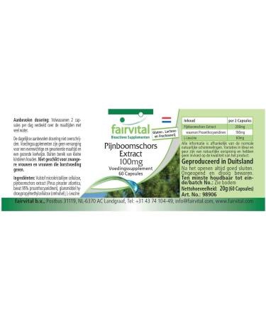 Fairvital | Pine bark extract 100mg VEGAN - Highly dosed - 60 capsules - 95% proanthocyanidins - Buy Online on GoSupps.com