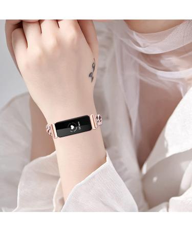 Dilando Stainless Steel Metal Link Band for Fitbit Inspire 2 - Rose Gold Adjustable Wristband Bracelet for Women - Buy Online on GoSupps.com