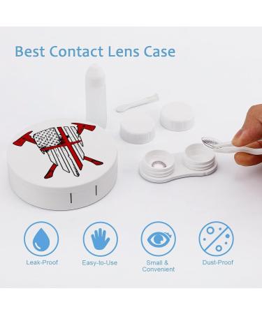 Firefighter Red Line American Flag1 Round Case For Contact Lens Kit Storage Box with Mirror Printed - Buy Online on GoSupps.com