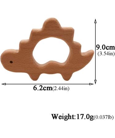 Wendysun 3pcs Cartoon Dinosaur Shaped Wood Teether Set for Baby Teething - Natural Beech Teething Toy and DIY Pendant - Buy Online on GoSupps.com