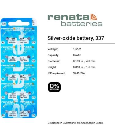Buy Renata 337 SR416SW Batteries - 1.55V Silver Oxide Watch Battery (2 Count) | International Shipping Available - Buy Online on GoSupps.com