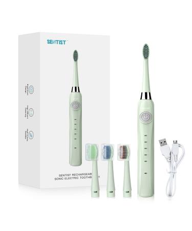 SENTIST Electric Toothbrush Sonicare Electric Toothbrush Sonic Toothbrush 3 Replacement Heads Timer 5 Optional Modes Charging 4 Hours for 30 Days IPX7 use