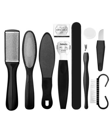 Professional Pedicure Tools Set  10 in 1 Stainless Steel Foot Care Kit Foot Rasp Dead Skin Remover Pedicure Kit Foot File Kit Foot Callus Remover  Pedicure Foot Spa Kit for Men Women (Black)