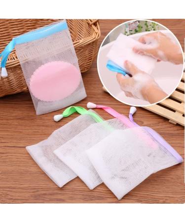 Magnoloran 20 Pack Mesh Soap Saver Pouch Double Layer Exfoliating Mesh Soap Saver Pouch Bubble Foam Net Handmade Soap Mesh Bag Body Facial Cleaning Tool