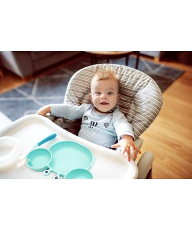 Silicone Suction Plate for Toddlers with Fork & Spoon Set - Self-Feeding Divided Plate & Bowl for Baby/Toddler - Blue - Buy Online on GoSupps.com
