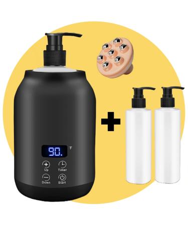 Bolusso black massage oil warmer - massage oil warmer 30 to 65 degrees - Guasha - massage device - including 2 donors & massage tool - electrical bottle warmer - erotic massage oil
