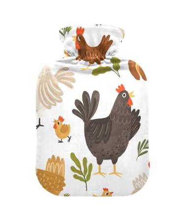 Hot water bottles with cover autumn rooster chicken hot water bag for pain relief headaches feet and bed warmer 2 liters