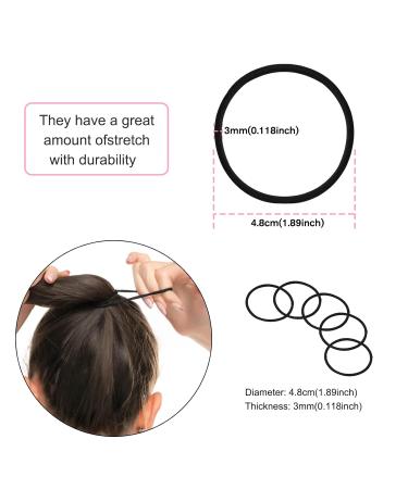 200 Black Elastic Hair Ties for Women, Girls, and Men - Gentle on Fine Curly Hair, Sensitive Scalps - No Damage Ponytail Holders - Buy Online on GoSupps.com