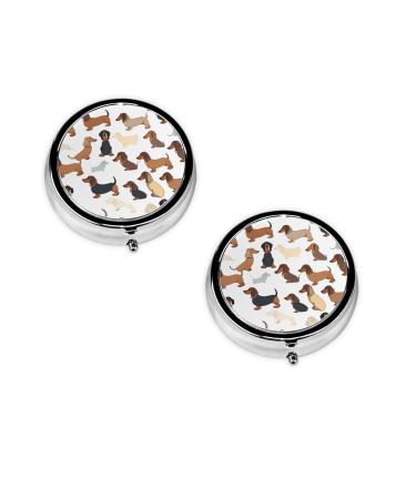 I Love My Dog Dachshunds Printed Mini Round Pill Box Pill Box 3 Compartment Medicine Pill Case Pill Organizer Travel Pillbox Portable Pill Box for Pocket Home Office Use