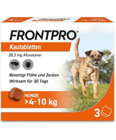 FRONTPRO Chewable Tablets for Dogs 4-10 kg | 3-Month Tick & Flea Protection + Tweezers | Shop Now! - Buy Online on GoSupps.com